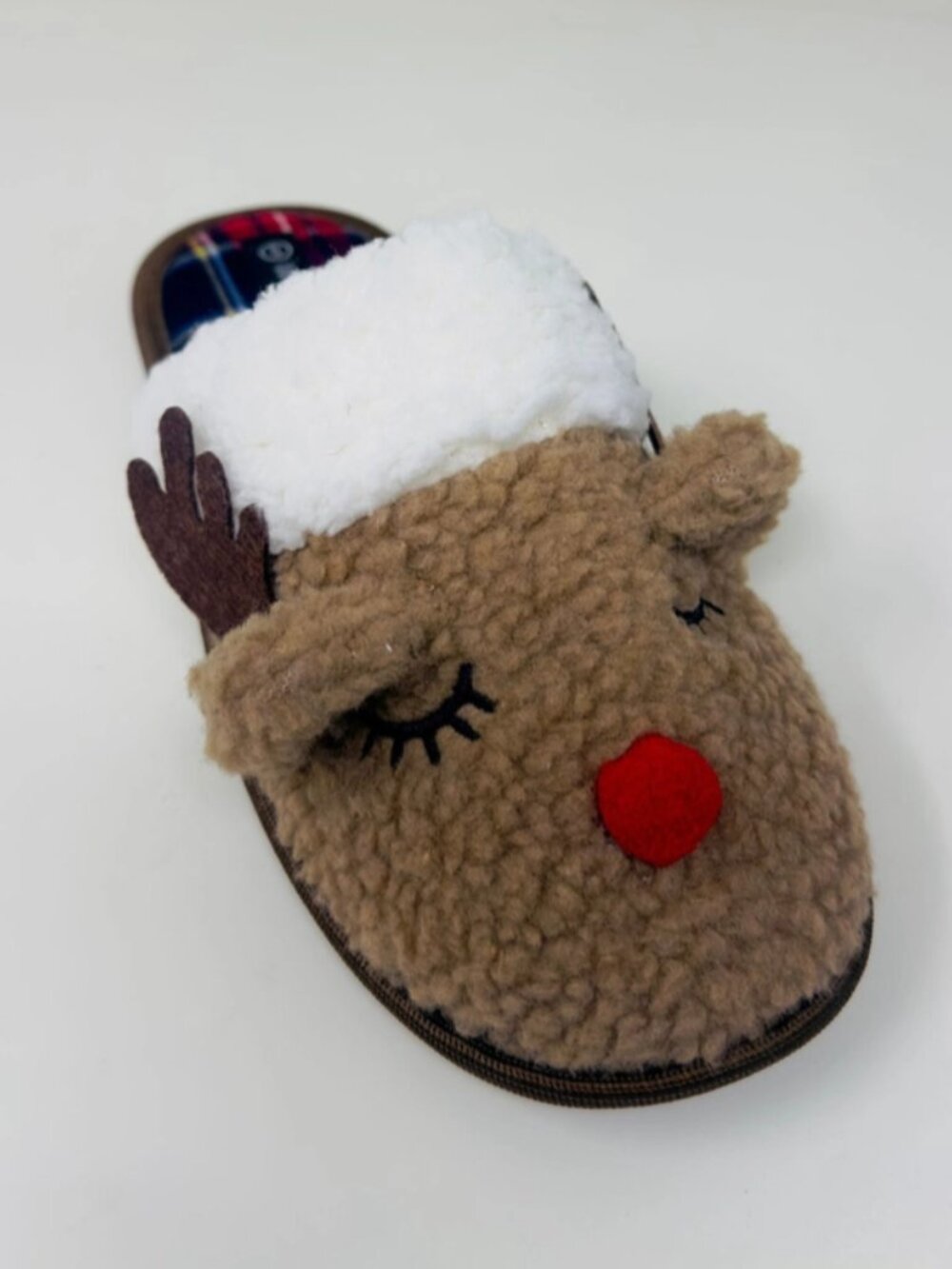Rudolph Sherpa Slippers Cozy Reindeer Christmas House Shoes Women‎ S–XL - Picture 5 of 7